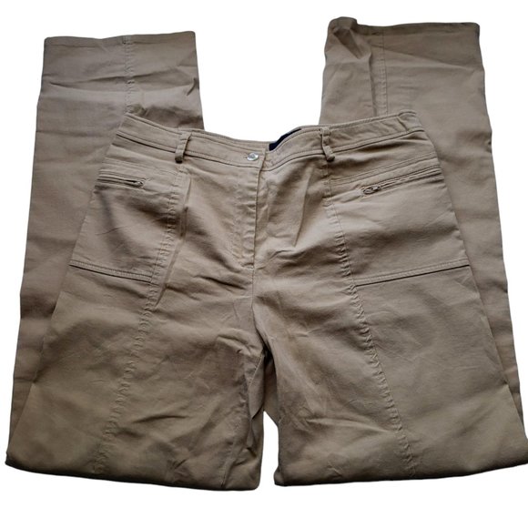 Tribu Cotten blend Stretch Straight Leg Flat Front Pants Size 10 - Picture 2 of 6